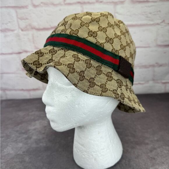 Gucci Other - Gucci Vintage Web Khaki GG Bucket Hat M